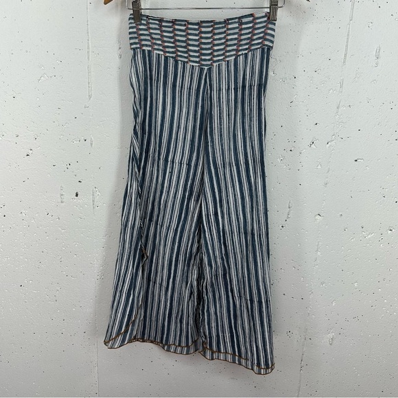 Blu Nomad size 1 XS Geo Blue Striped Wide Leg Bohemian Palazzo Pants Blunomad - Picture 7 of 15
